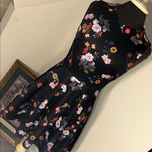 bebe Black Floral Mini Dress